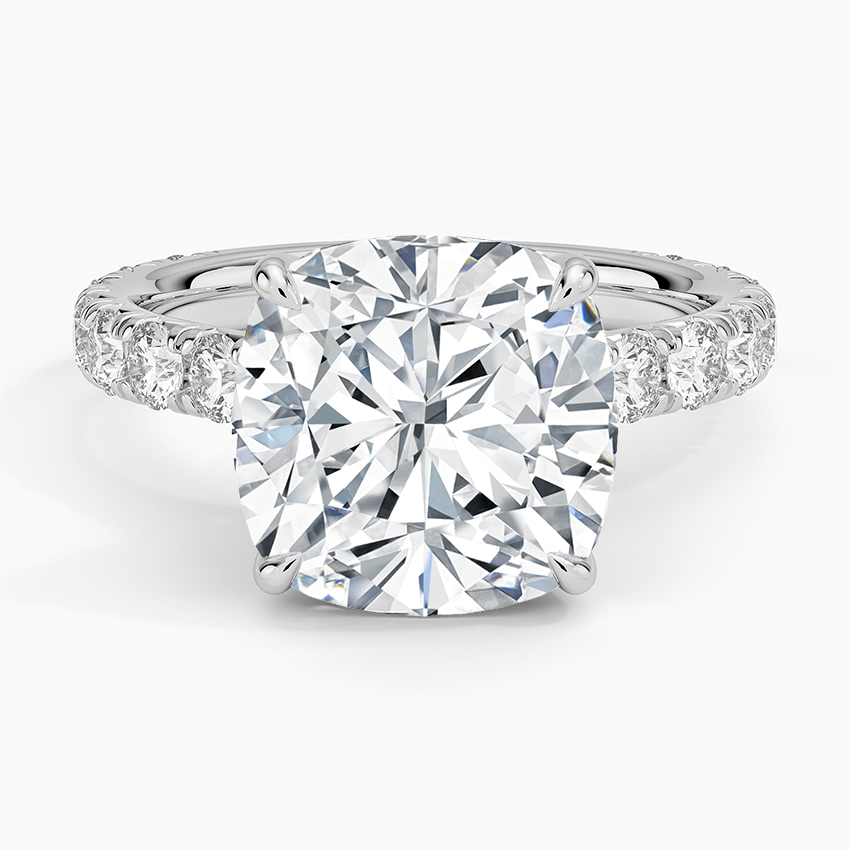 Anthology Three-Quarter Coverage Diamond Ring Platinum Cushion Engagement Ring
