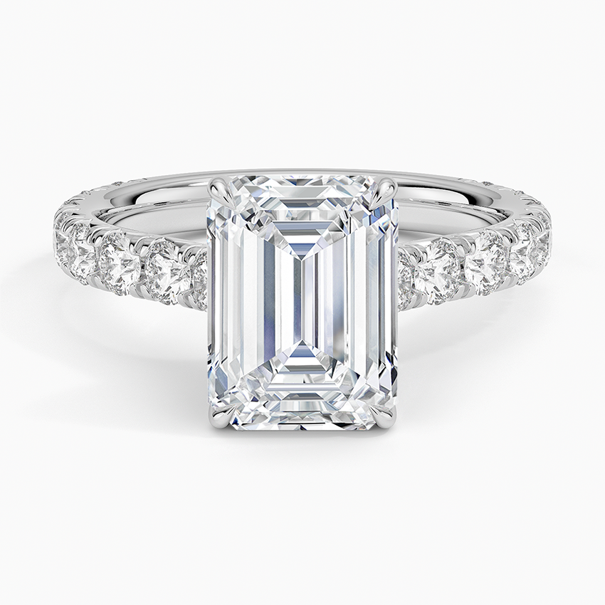 Anthology Three-Quarter Coverage Diamond Ring Platinum Emerald Engagement Ring
