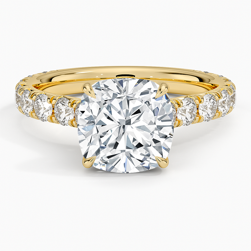 Anthology Three-Quarter Coverage Diamond Ring Yellow Gold 18k Cushion Engagement Ring