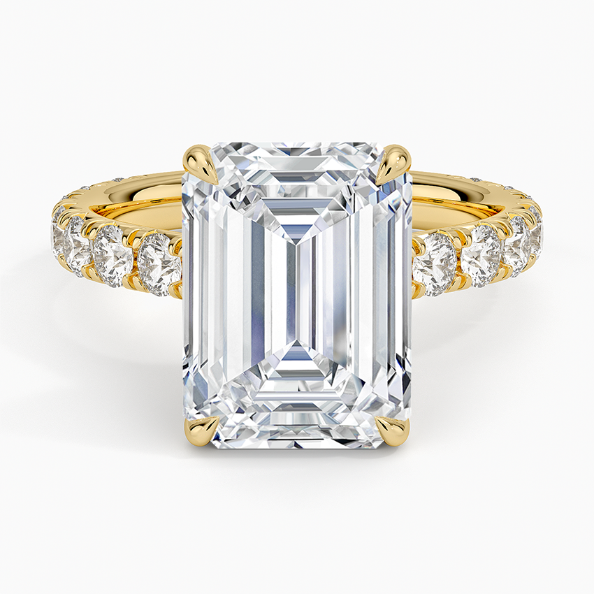Anthology Three-Quarter Coverage Diamond Ring Yellow Gold 18k Emerald Engagement Ring