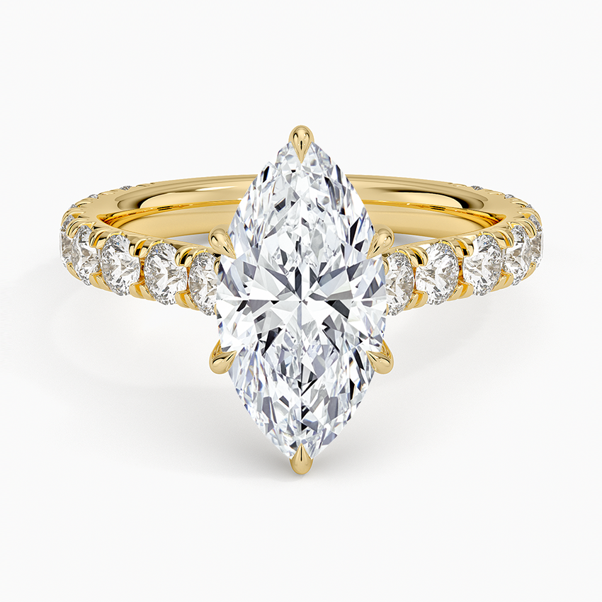 Anthology Three-Quarter Coverage Diamond Ring Yellow Gold 18k Marquise Engagement Ring