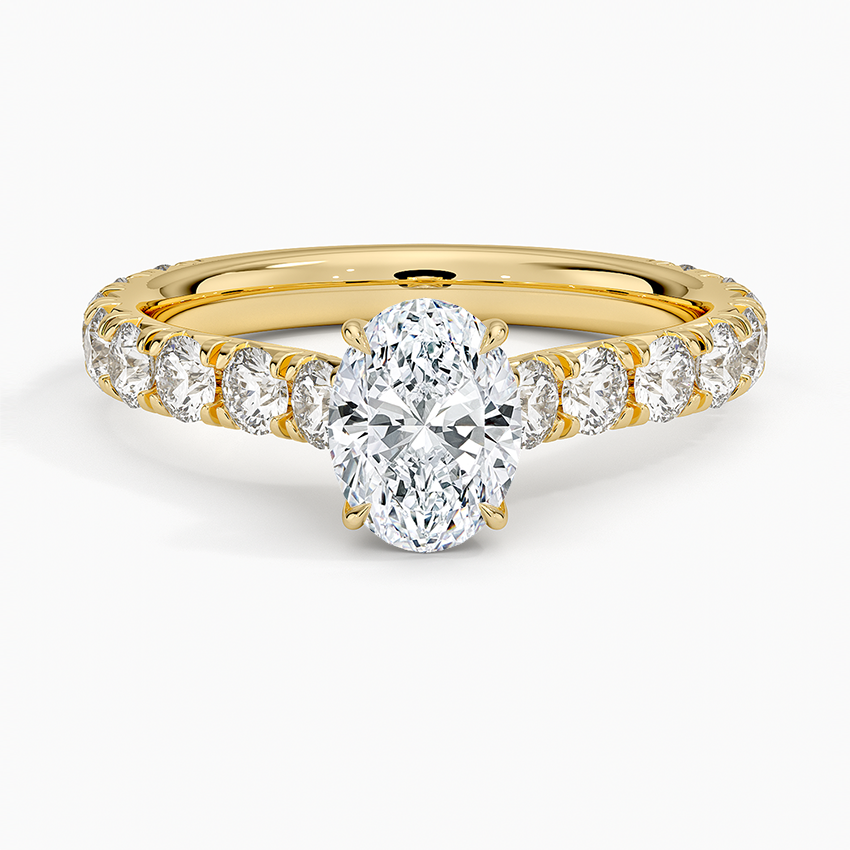 Anthology Three-Quarter Coverage Diamond Ring Yellow Gold 18k Oval Engagement Ring
