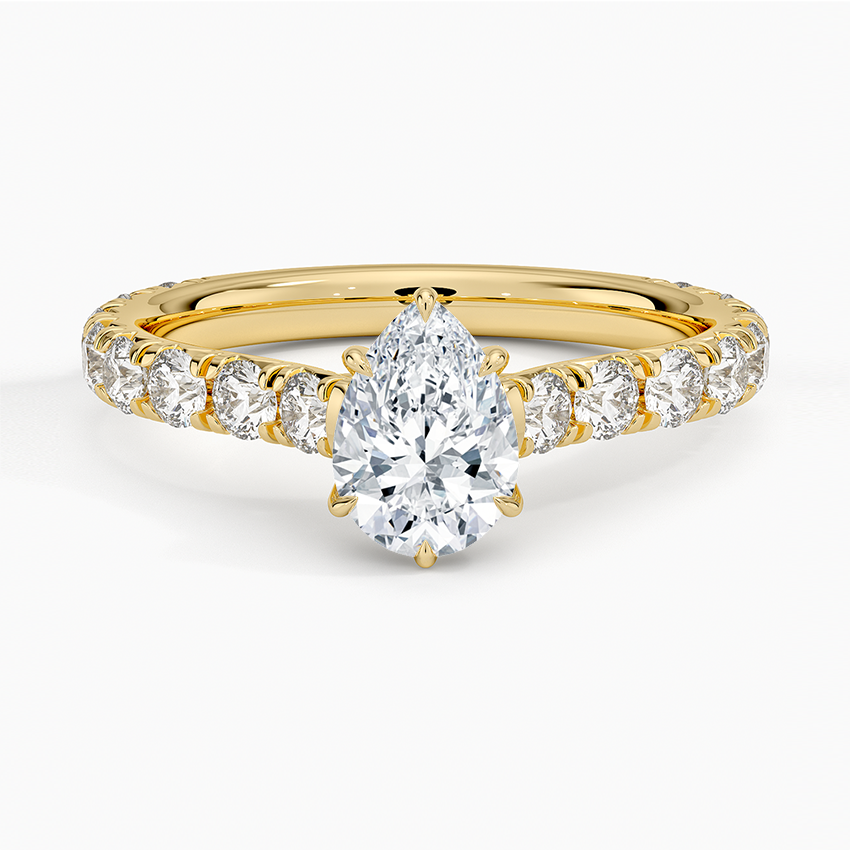 Anthology Three-Quarter Coverage Diamond Ring Yellow Gold 18k Pear Engagement Ring