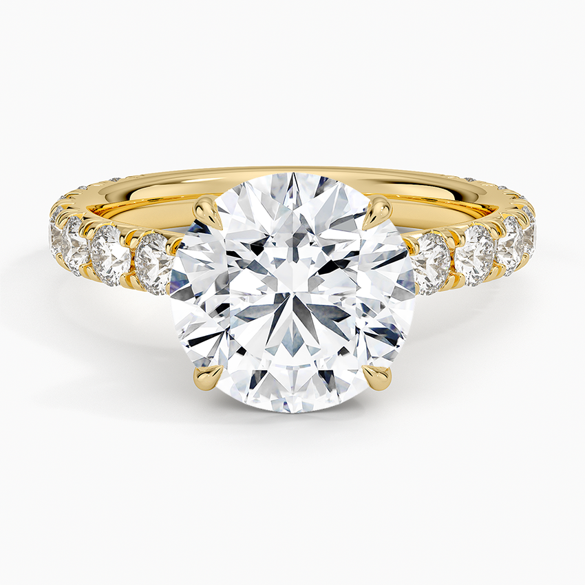 Anthology Three-Quarter Coverage Diamond Ring Yellow Gold 18k Round Engagement Ring