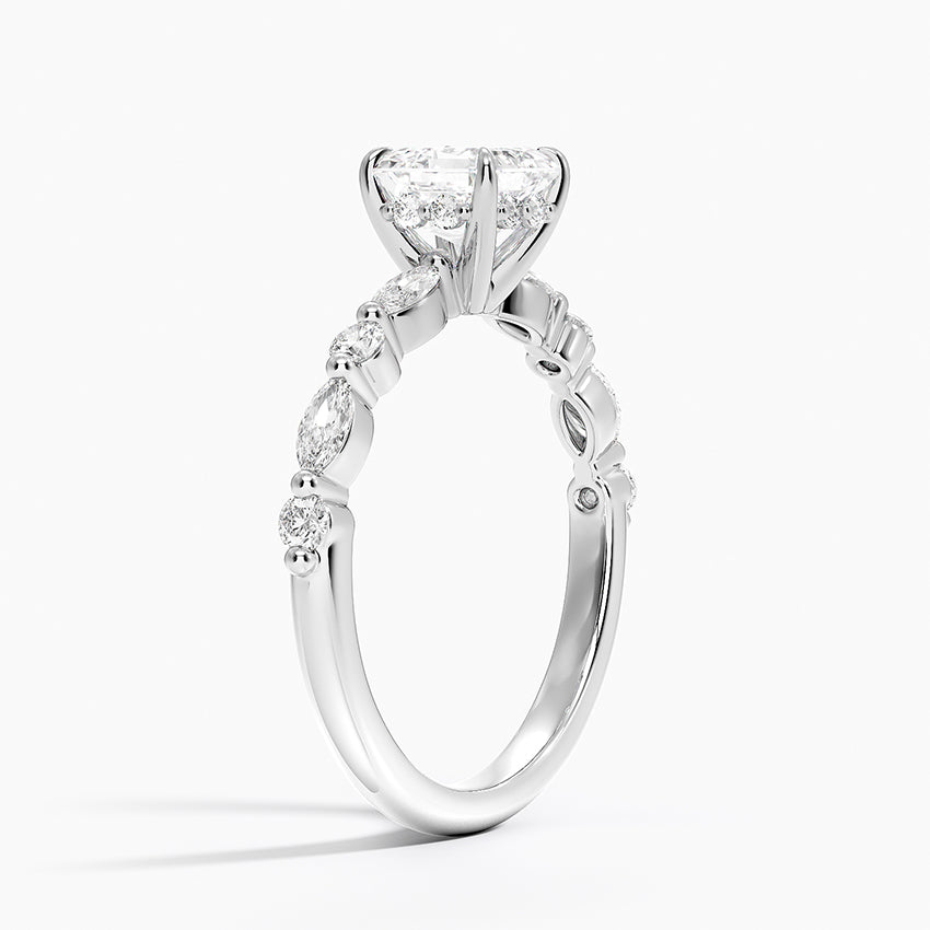 Versailles Hidden Halo Diamond Ring Platinum Asscher Engagement Ring