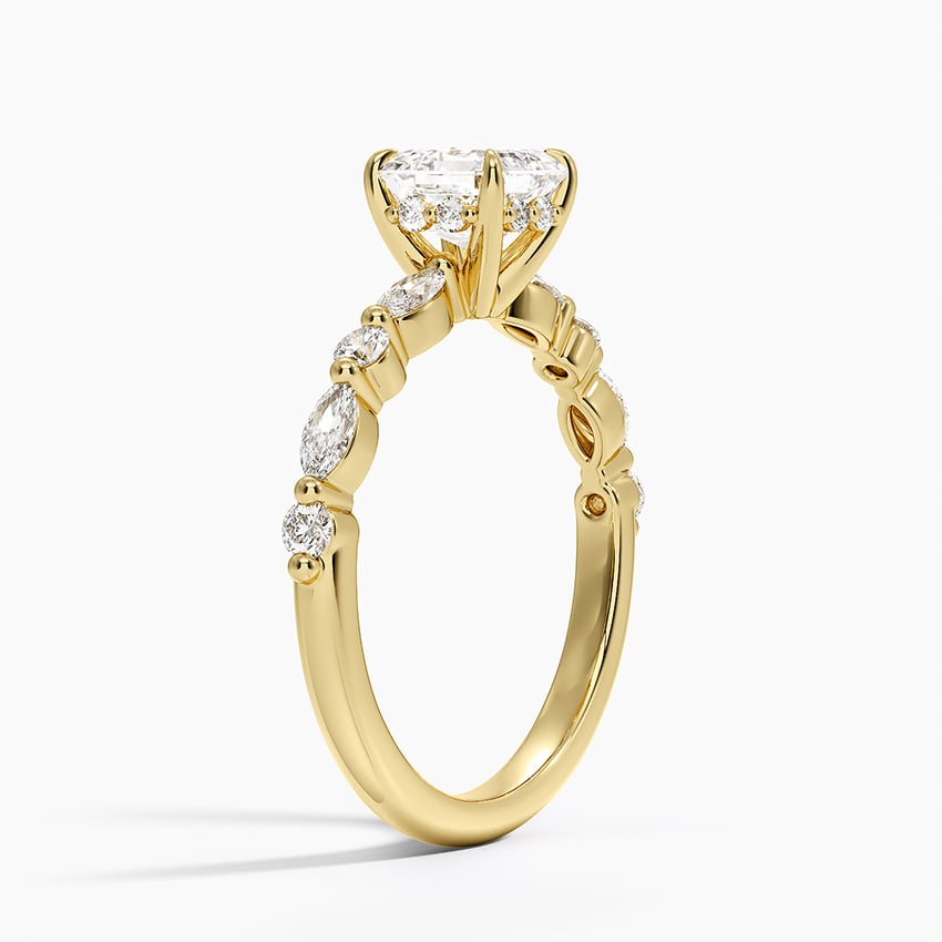 Versailles Hidden Halo Diamond Ring Yellow Gold 18k Asscher Engagement Ring