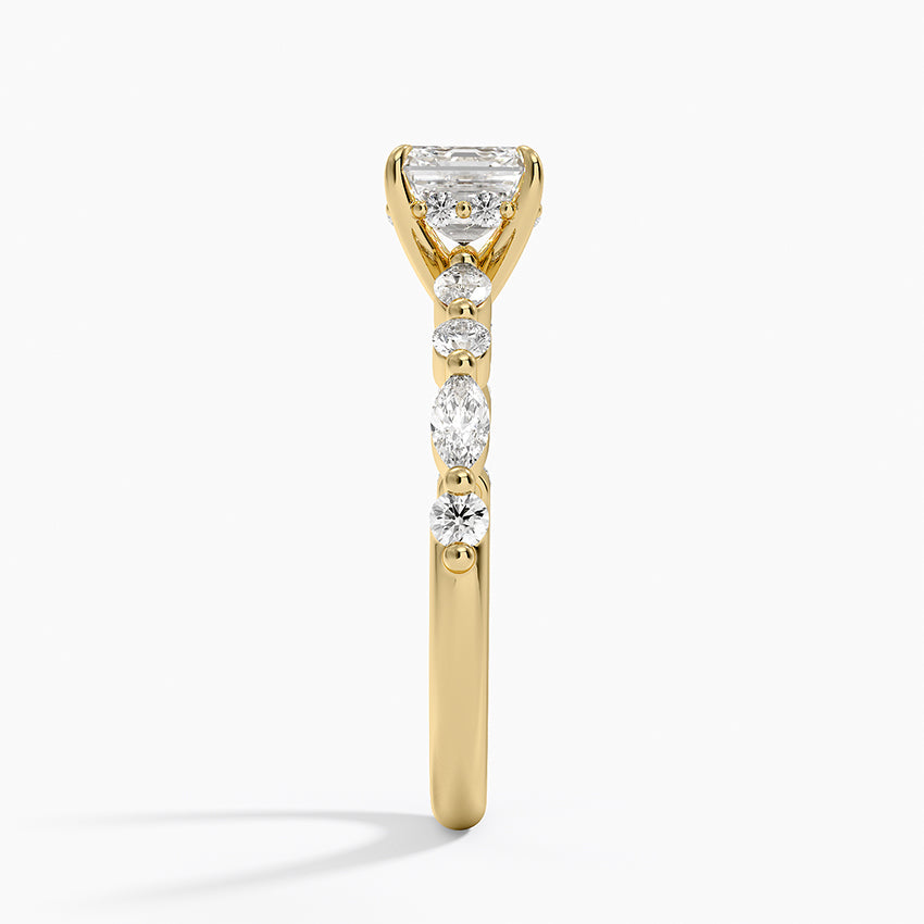 Versailles Hidden Halo Diamond Ring Yellow Gold 18k Asscher Engagement Ring