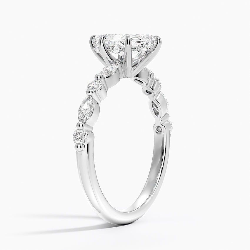 Versailles Hidden Halo Diamond Ring Platinum Marquise Engagement Ring