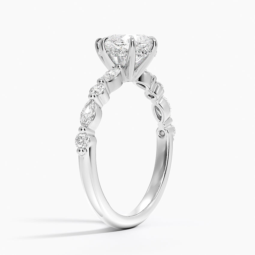 Versailles Hidden Halo Diamond Ring Platinum Pear Engagement Ring