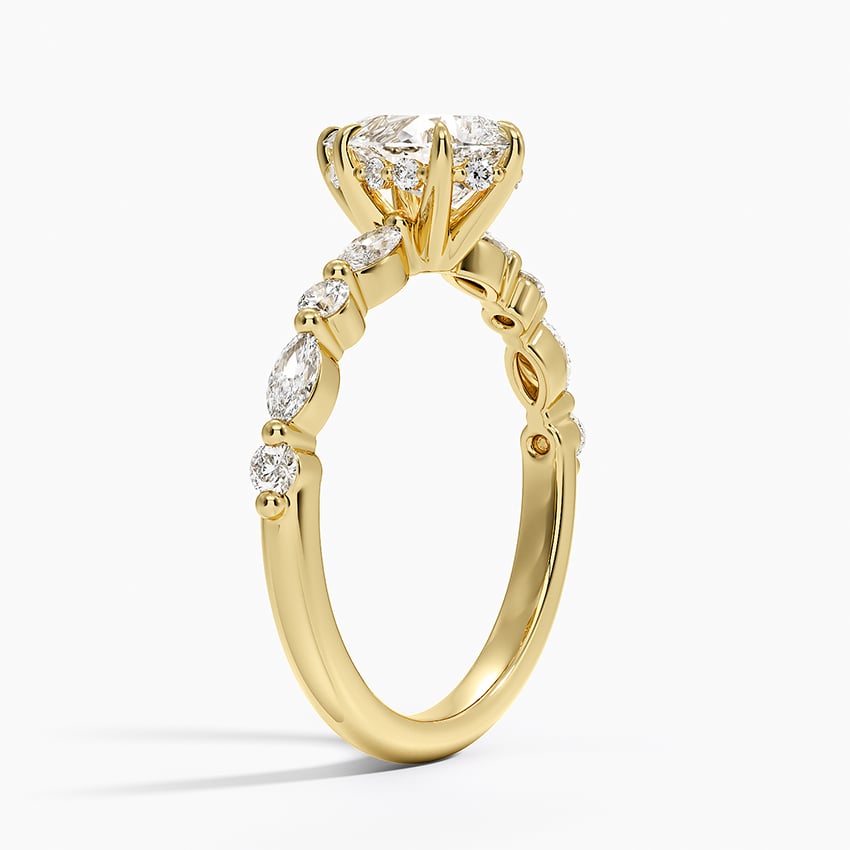 Versailles Hidden Halo Diamond Ring Yellow Gold 18k Pear Engagement Ring