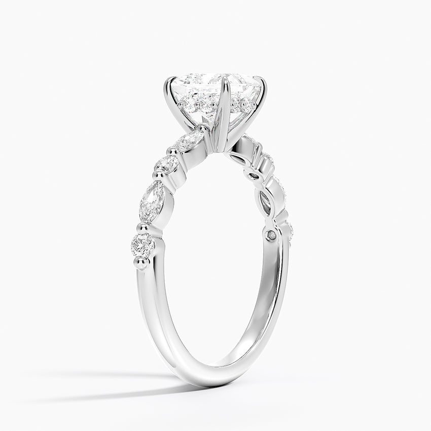 Versailles Hidden Halo Diamond Ring Platinum Princess Engagement Ring
