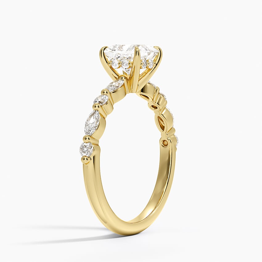 Versailles Hidden Halo Diamond Ring Yellow Gold 18k Princess Engagement Ring