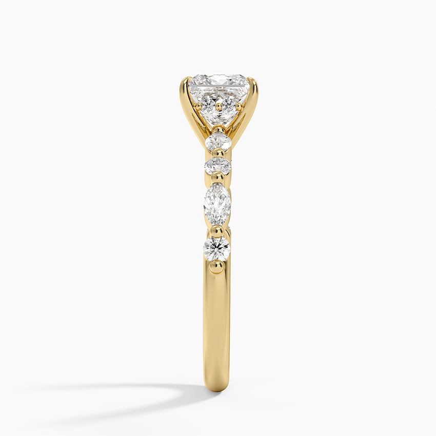 Versailles Hidden Halo Diamond Ring Yellow Gold 18k Princess Engagement Ring