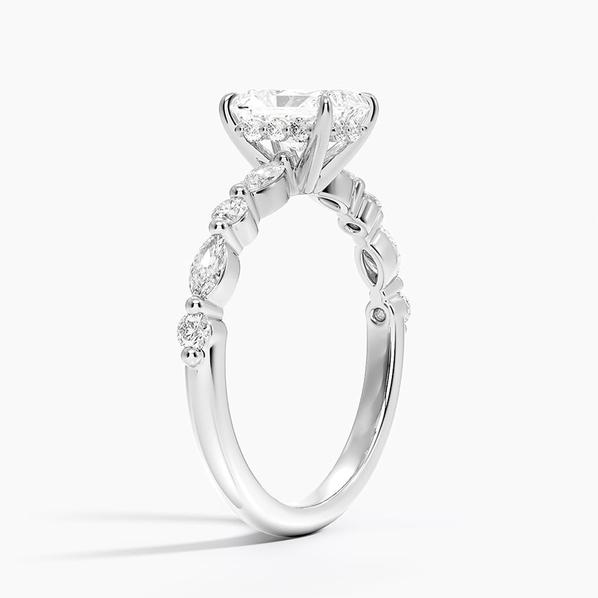 Versailles Hidden Halo Diamond Ring Platinum Radiant Engagement Ring