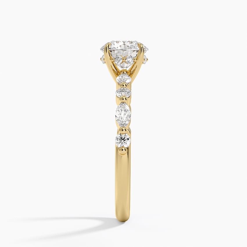 Versailles Hidden Halo Diamond Ring Yellow Gold 18k Round Engagement Ring