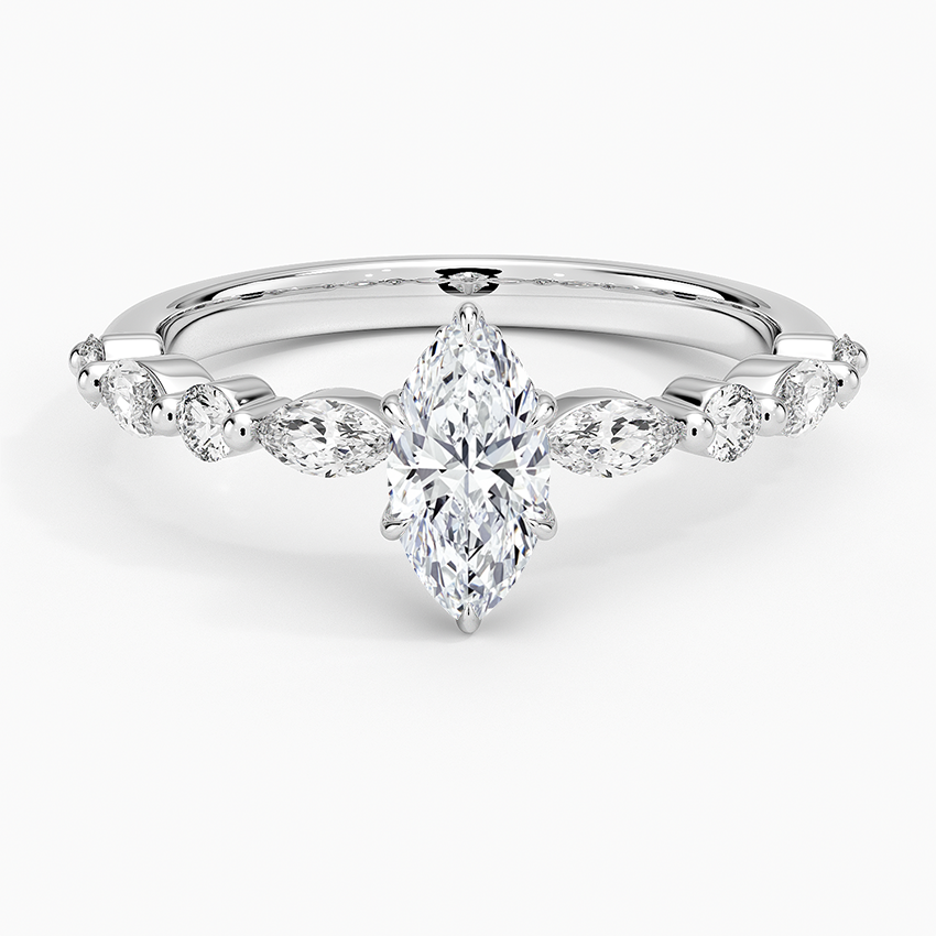 Versailles Hidden Halo Diamond Ring Platinum Marquise Engagement Ring