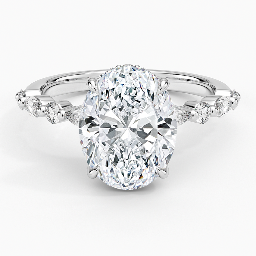 Versailles Hidden Halo Diamond Ring Platinum Oval Engagement Ring