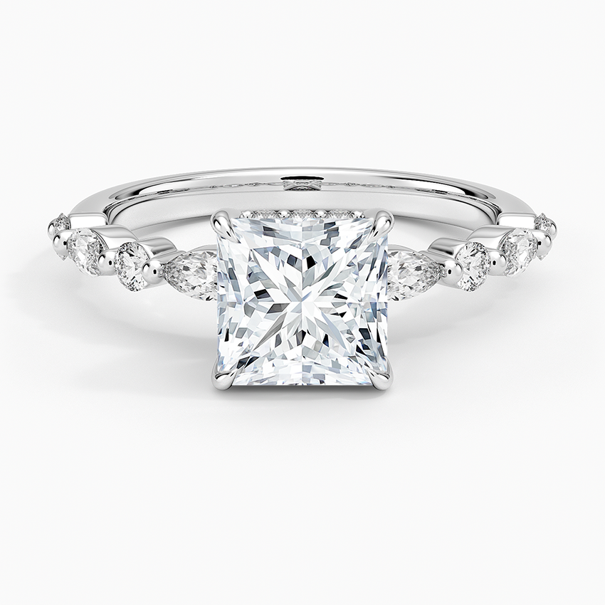 Versailles Hidden Halo Diamond Ring Platinum Princess Engagement Ring