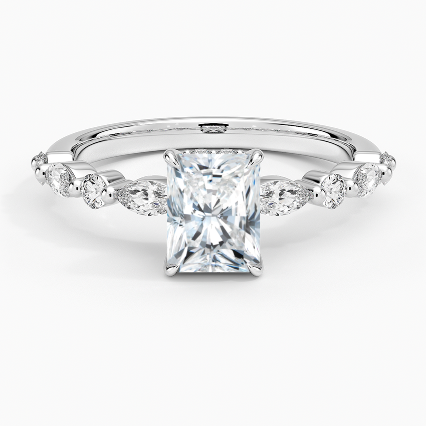 Versailles Hidden Halo Diamond Ring Platinum Radiant Engagement Ring