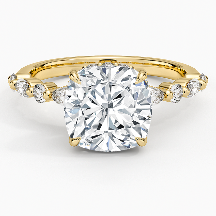 Versailles Hidden Halo Diamond Ring Yellow Gold 18k Cushion Engagement Ring