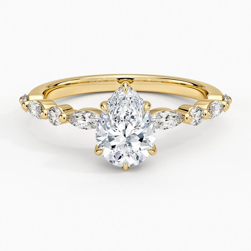 Versailles Hidden Halo Diamond Ring Yellow Gold 18k Pear Engagement Ring