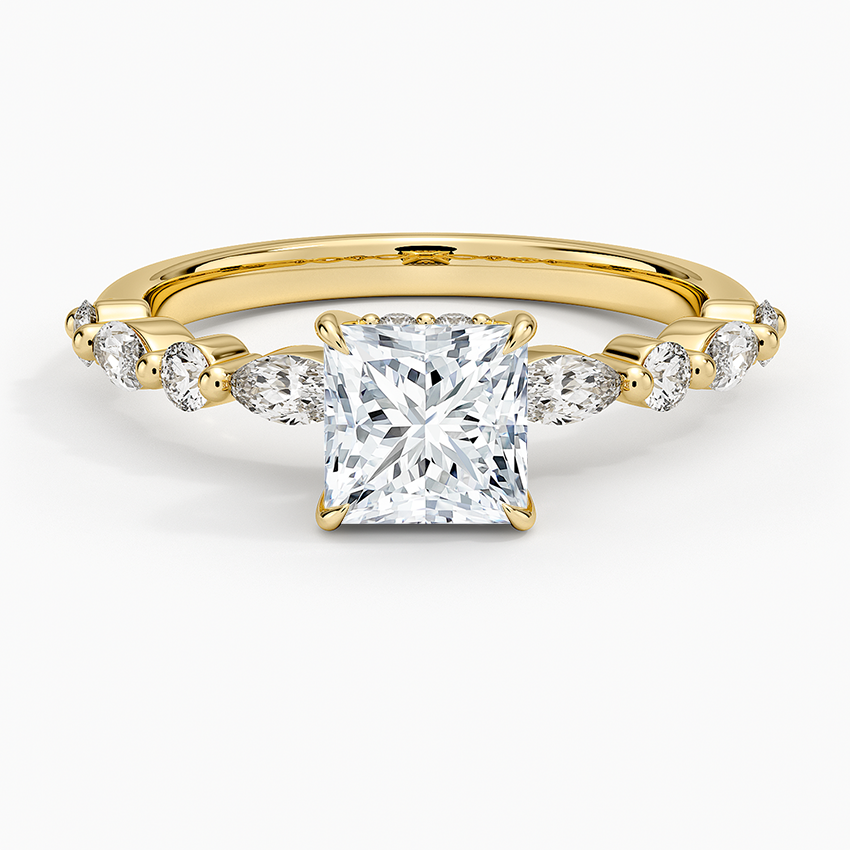 Versailles Hidden Halo Diamond Ring Yellow Gold 18k Princess Engagement Ring