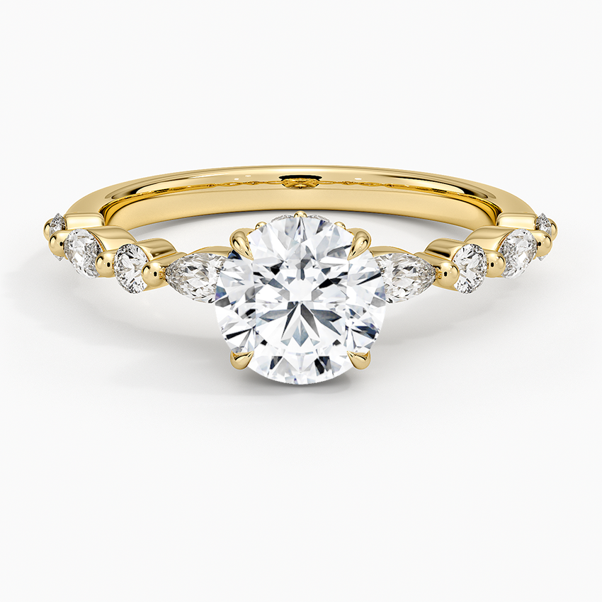 Versailles Hidden Halo Diamond Ring Yellow Gold 18k Round Engagement Ring