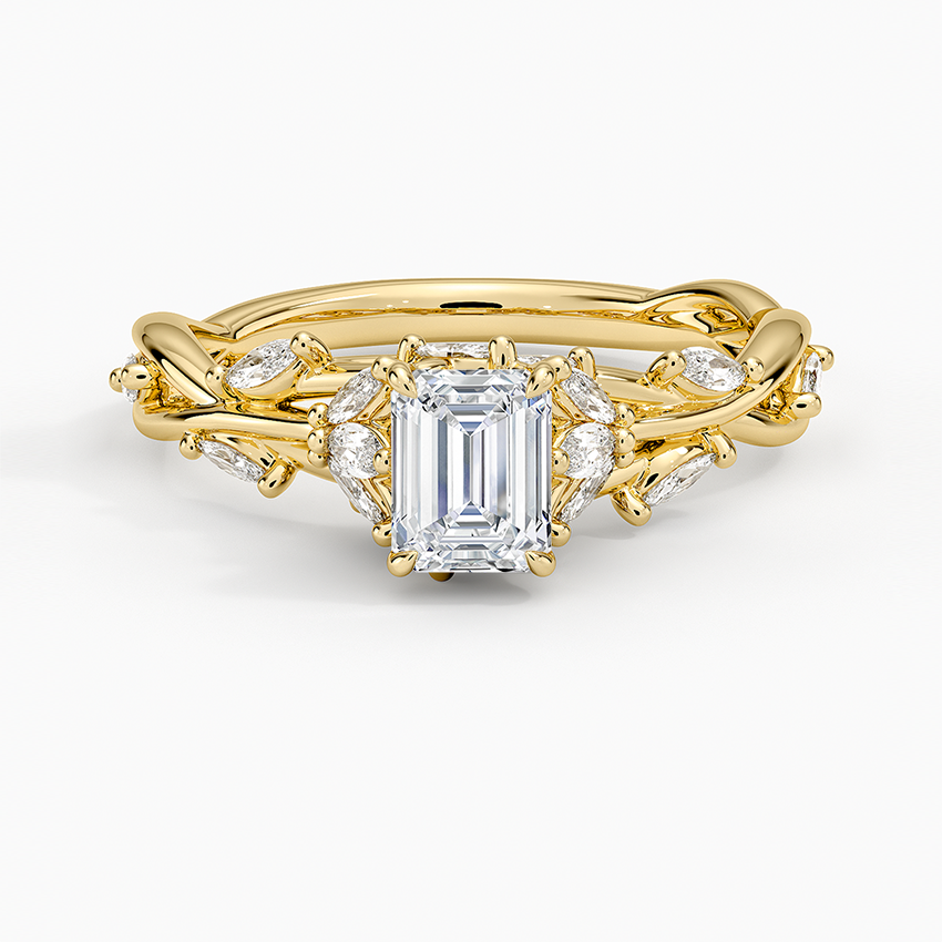 Secret Garden Diamond Ring (1/2 ct. tw.) Yellow Gold 18k Emerald Engagement Ring