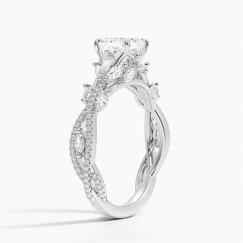 Luxe Secret Garden Diamond Ring (3/4 ct. tw.) Platinum Asscher Engagement Ring