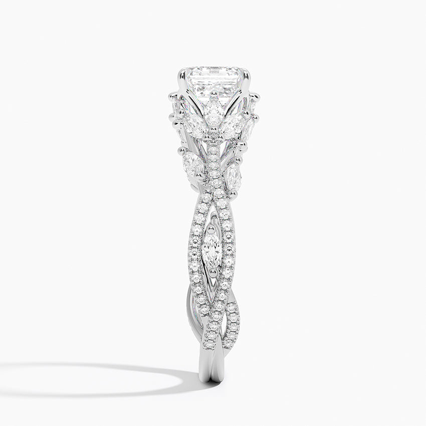 Luxe Secret Garden Diamond Ring (3/4 ct. tw.) Platinum Asscher Engagement Ring