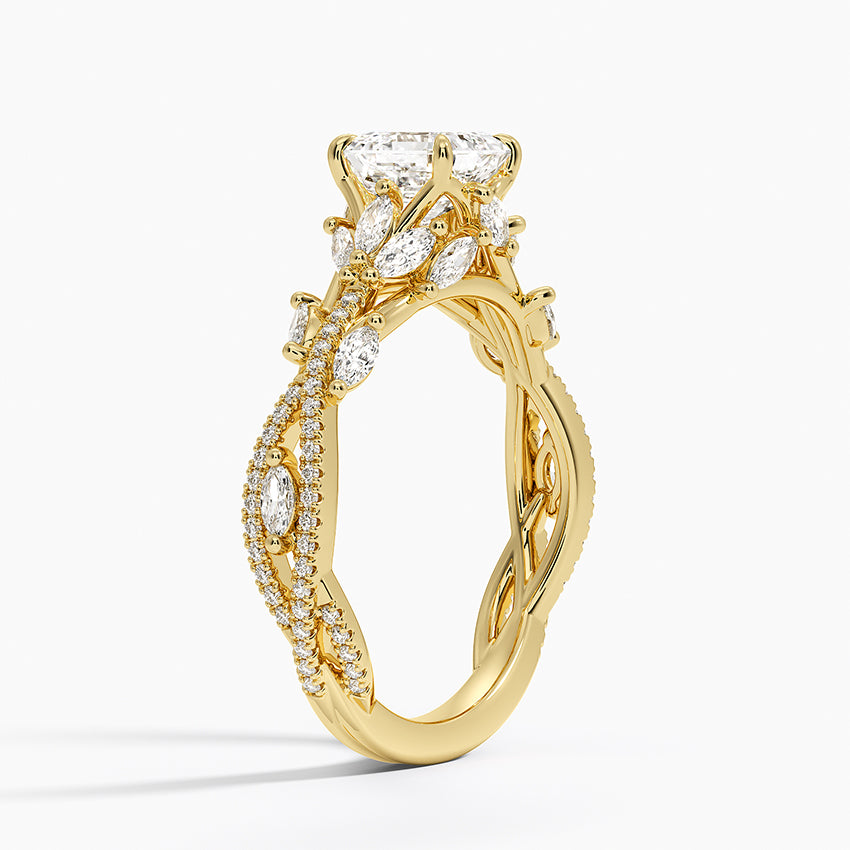 Luxe Secret Garden Diamond Ring (3/4 ct. tw.) Yellow Gold 18k Asscher Engagement Ring