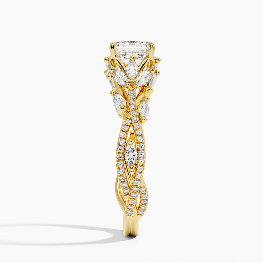 Luxe Secret Garden Diamond Ring (3/4 ct. tw.) Yellow Gold 18k Asscher Engagement Ring