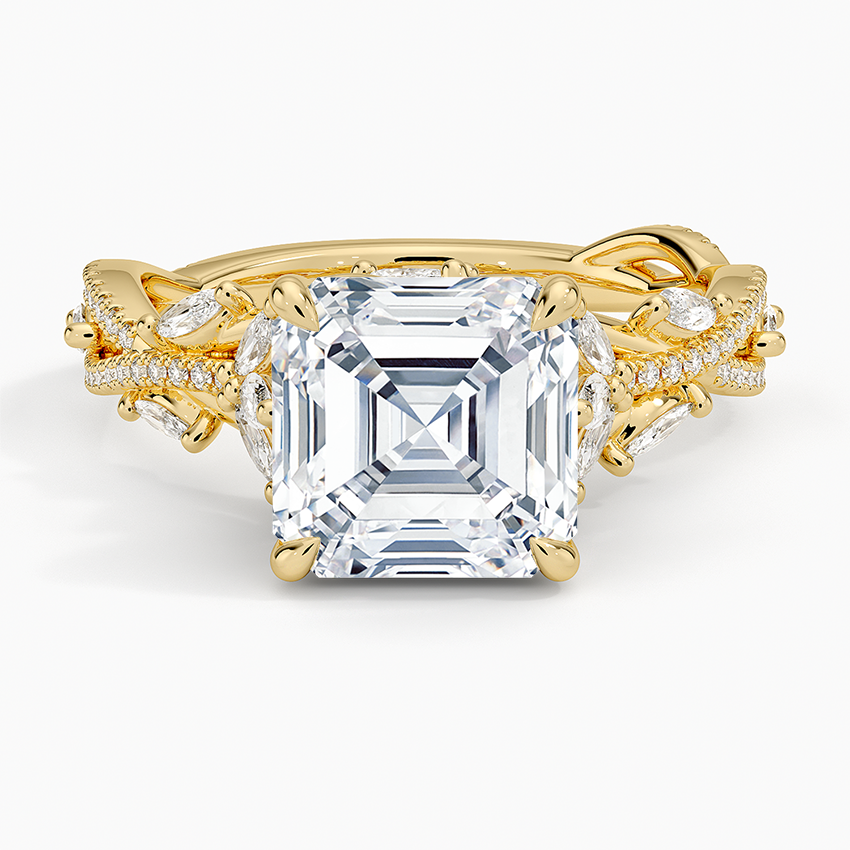Luxe Secret Garden Diamond Ring (3/4 ct. tw.) Yellow Gold 18k Asscher Engagement Ring