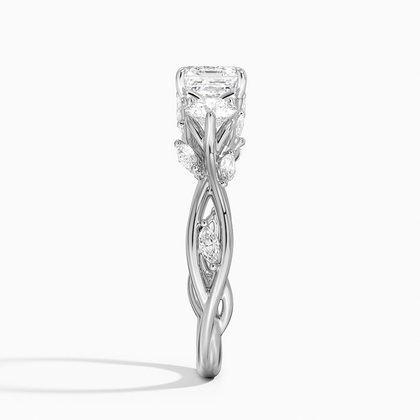 Secret Garden Three Stone Diamond Ring (3/4 ct. tw.) Platinum Asscher Engagement Ring