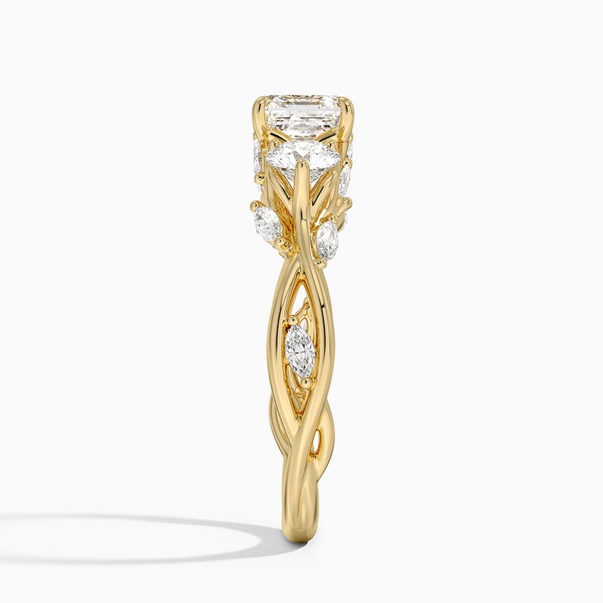 Secret Garden Three Stone Diamond Ring (3/4 ct. tw.) Yellow Gold 18k Asscher Engagement Ring