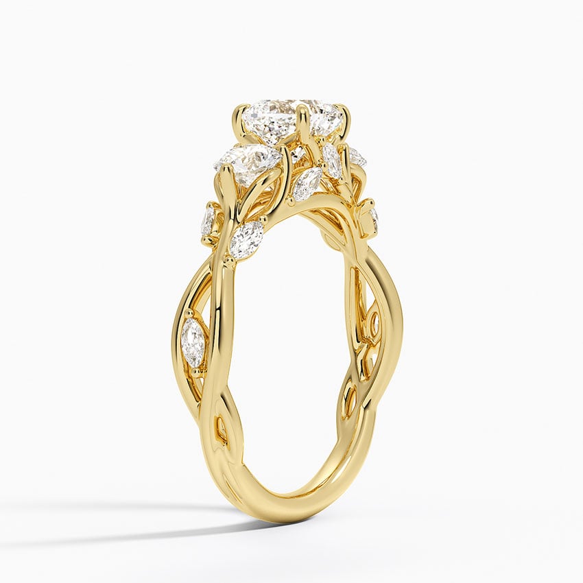 Secret Garden Three Stone Diamond Ring (3/4 ct. tw.) Yellow Gold 18k Cushion Engagement Ring
