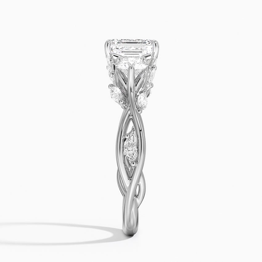 Secret Garden Three Stone Diamond Ring (3/4 ct. tw.) Platinum Emerald Engagement Ring