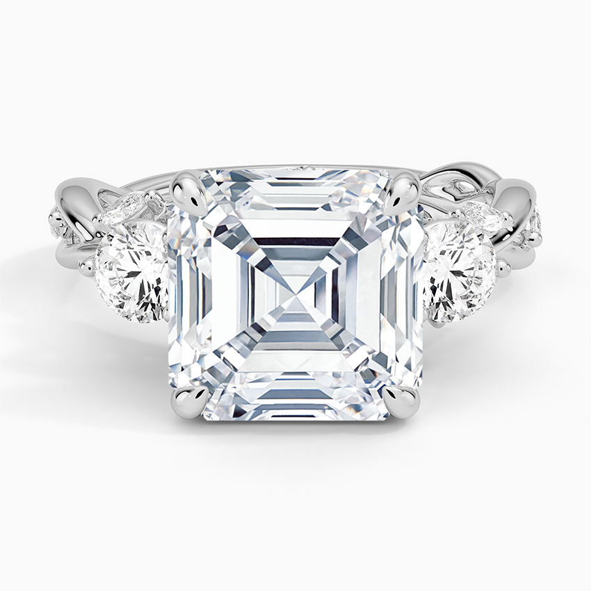Secret Garden Three Stone Diamond Ring (3/4 ct. tw.) Platinum Asscher Engagement Ring