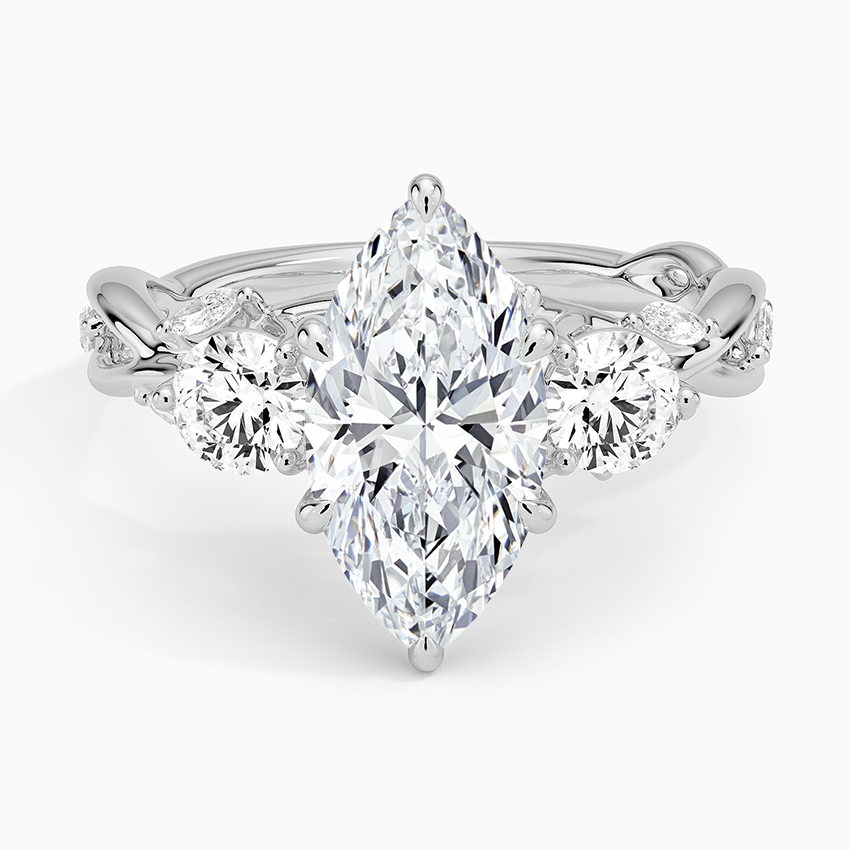 Secret Garden Three Stone Diamond Ring (3/4 ct. tw.) Platinum Marquise Engagement Ring