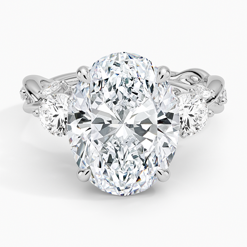Secret Garden Three Stone Diamond Ring (3/4 ct. tw.) Platinum Oval Engagement Ring