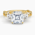 Secret Garden Three Stone Diamond Ring (3/4 ct. tw.) Yellow Gold 18k Asscher Engagement Ring