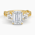 Secret Garden Three Stone Diamond Ring (3/4 ct. tw.) Yellow Gold 18k Emerald Engagement Ring