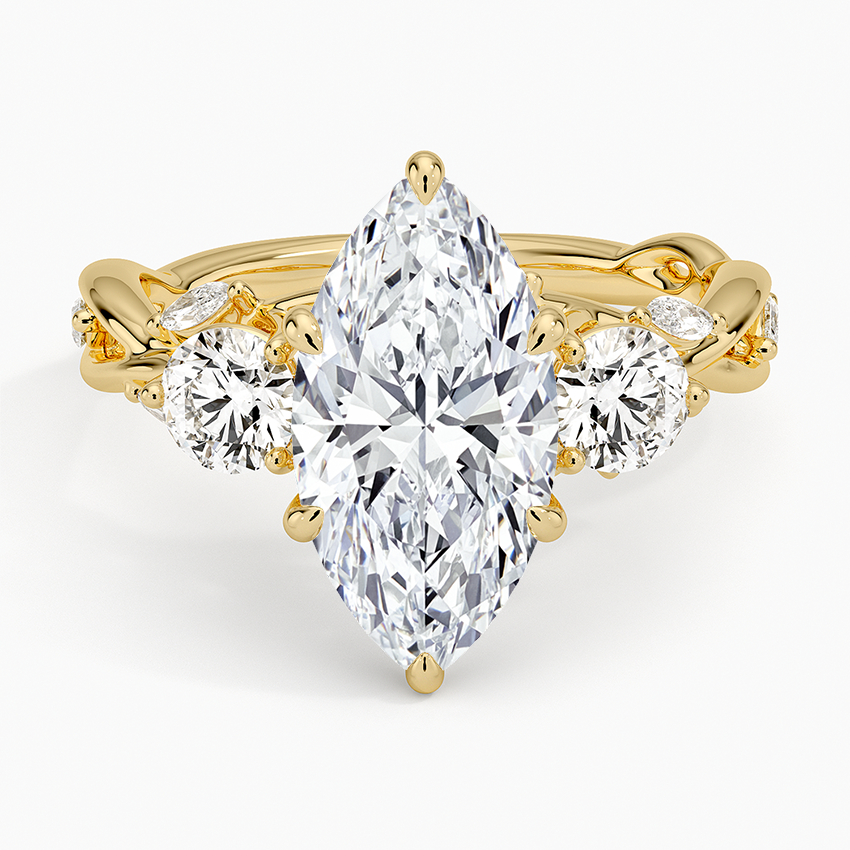 Secret Garden Three Stone Diamond Ring (3/4 ct. tw.) Yellow Gold 18k Marquise Engagement Ring