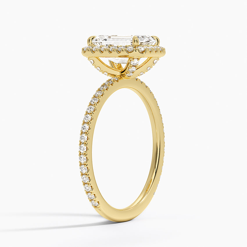 Waverly Halo Diamond Ring (1/2 ct. tw.) Yellow Gold 18k Emerald Engagement Ring