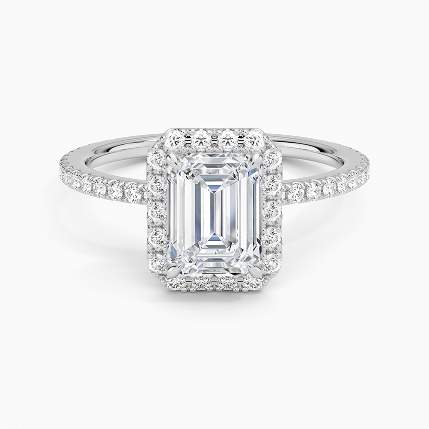 Waverly Halo Diamond Ring (1/2 ct. tw.) Platinum Emerald Engagement Ring