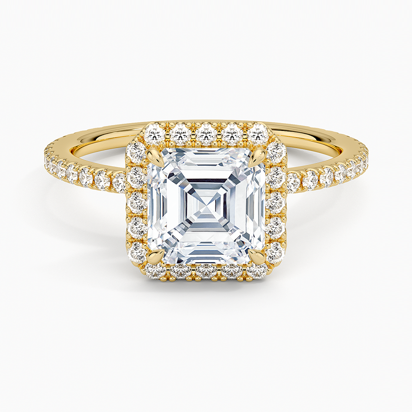Waverly Halo Diamond Ring (1/2 ct. tw.) Yellow Gold 18k Asscher Engagement Ring