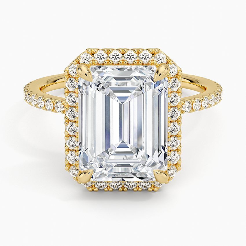 Waverly Halo Diamond Ring (1/2 ct. tw.) Yellow Gold 18k Emerald Engagement Ring