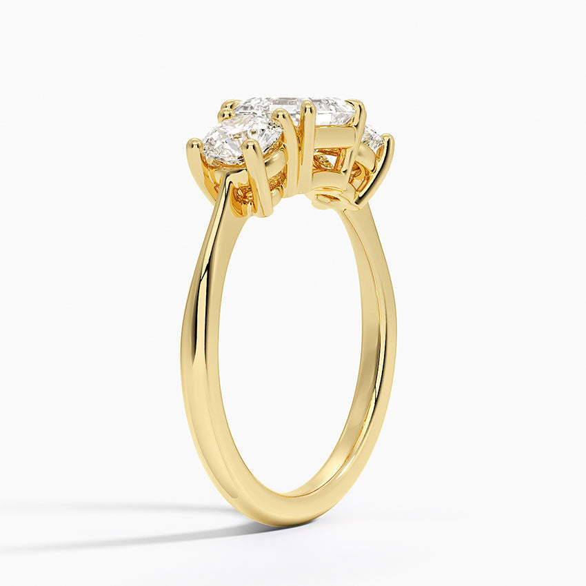 Luxe Selene Three Stone Diamond Ring (2/3 ct. tw.) Yellow Gold 18k Asscher Engagement Ring