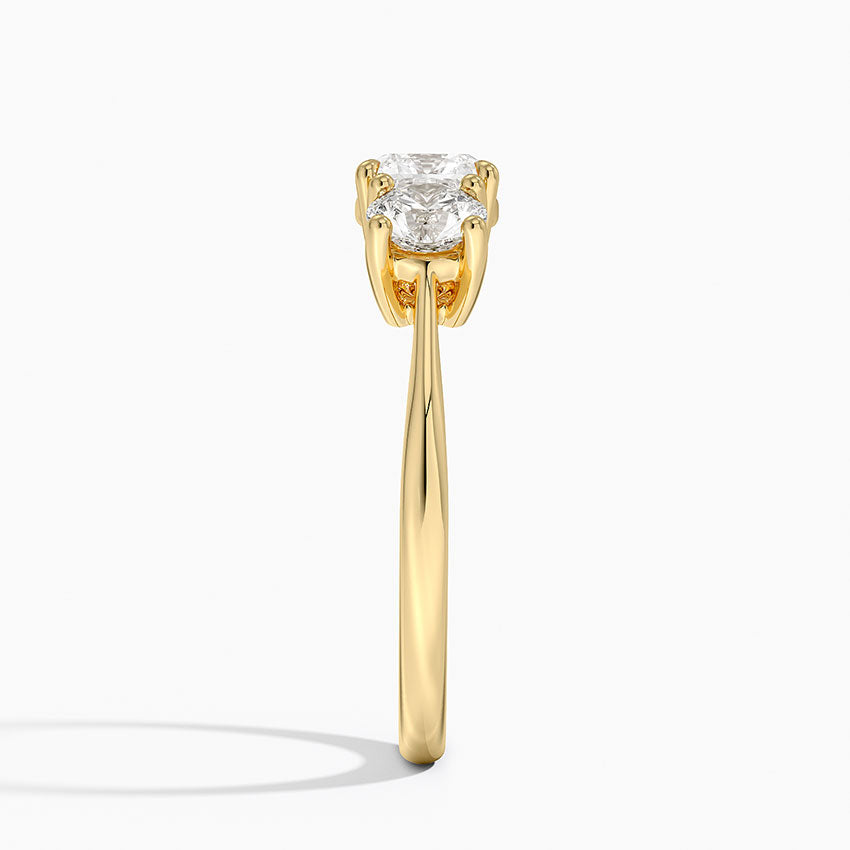 Luxe Selene Three Stone Diamond Ring (2/3 ct. tw.) Yellow Gold 18k Cushion Engagement Ring