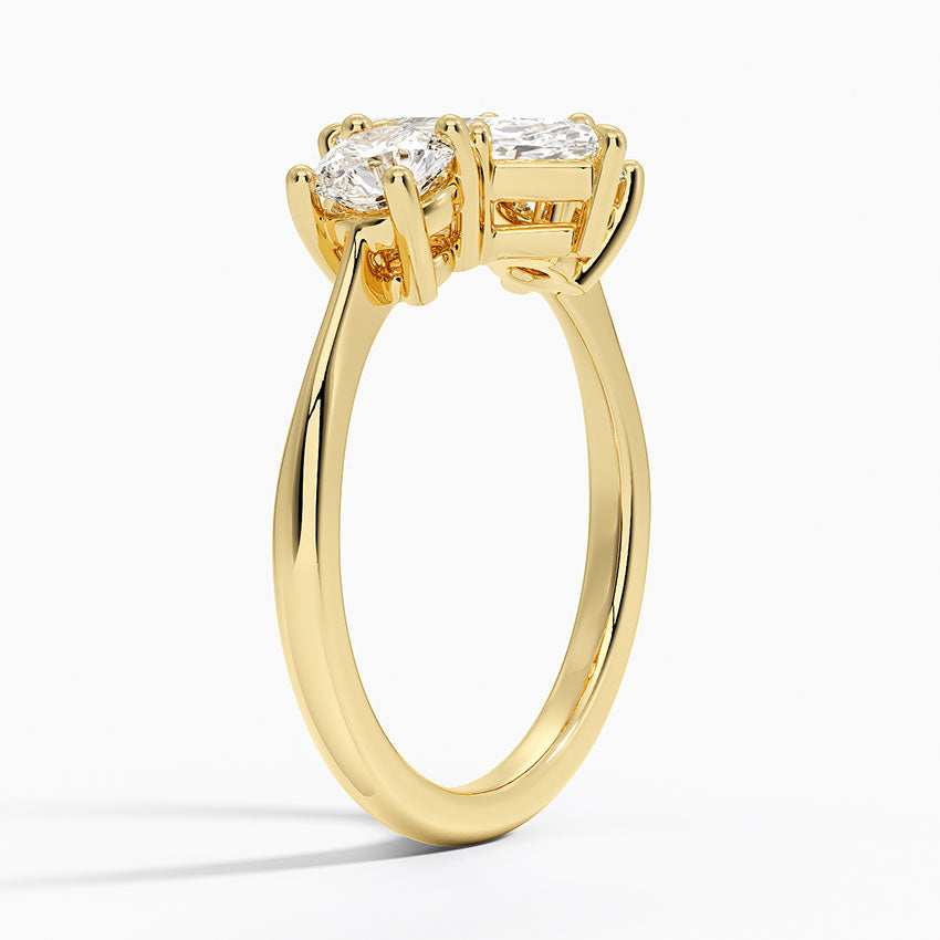 Luxe Selene Three Stone Diamond Ring (2/3 ct. tw.) Yellow Gold 18k Marquise Engagement Ring